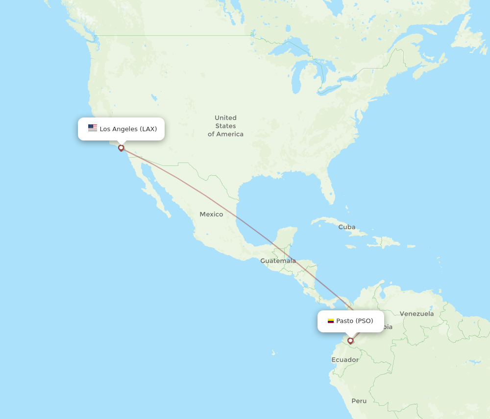 Flights from Pasto to Los Angeles PSO to LAX Flight Routes