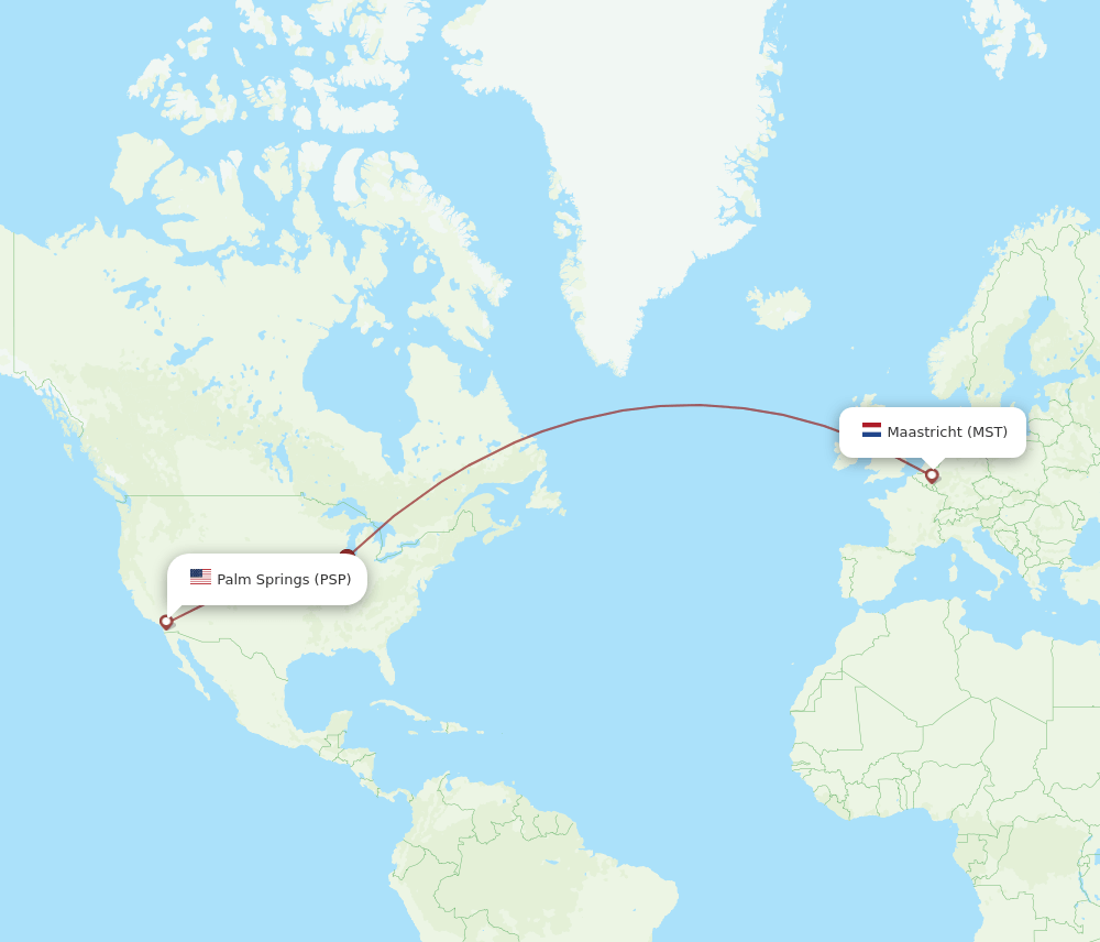 Flights from Maastricht to Palm Springs, MST to PSP Flight Routes