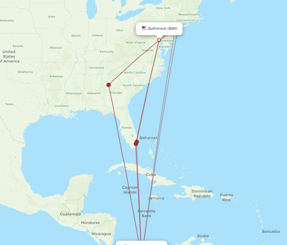 Flights from Panama City to Baltimore PTY to BWI Flight Routes