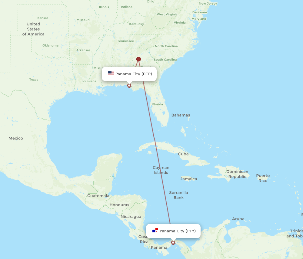 Flights from Panama City to Panama City PTY to ECP Flight Routes