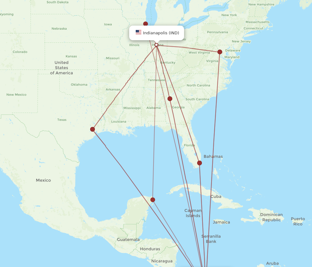 All flight routes from Panama City to Indianapolis, PTY to IND - Flight ...