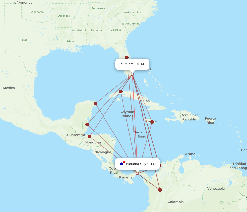 Flights from Panama City to Miami PTY to MIA Flight Routes