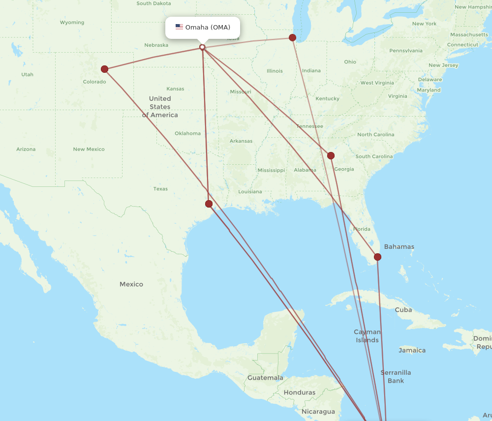 Flights from Panama City to Omaha, PTY to OMA - Flight Routes