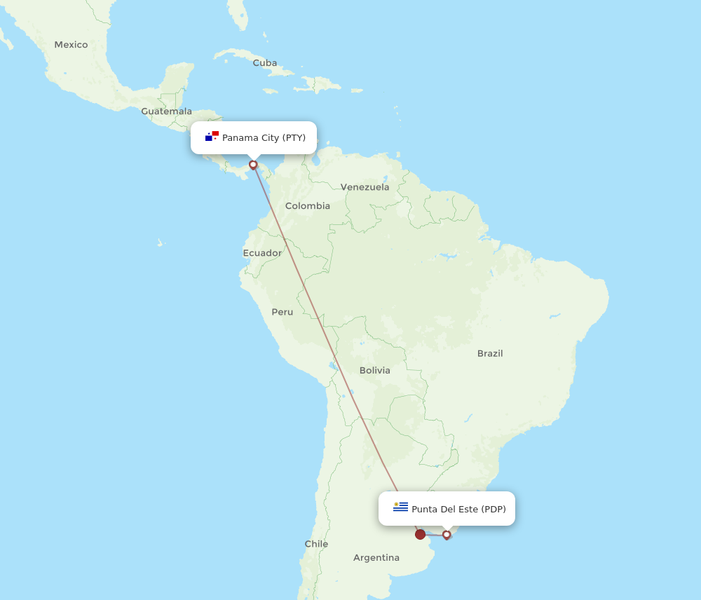 Flights from Panama City to Punta Del Este PTY to PDP Flight Routes