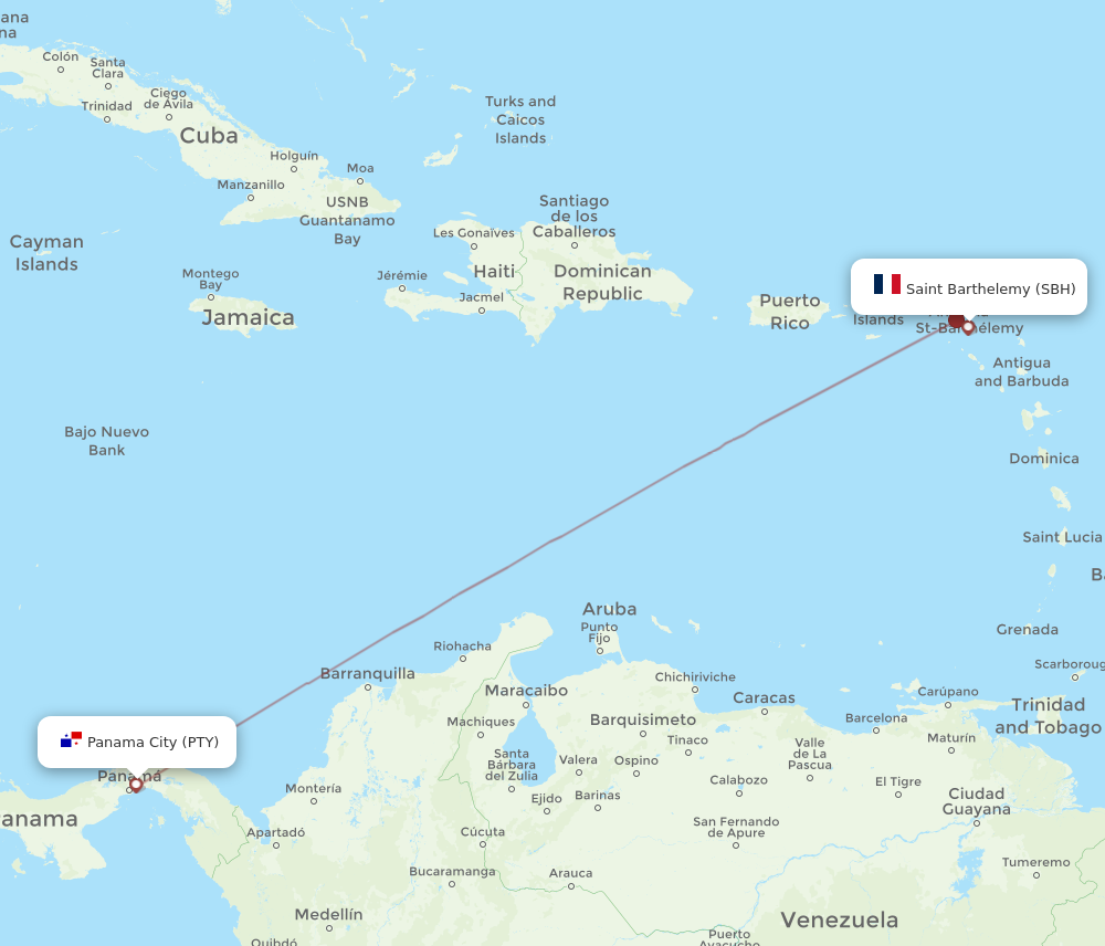 Flights from Panama City to Saint Barthelemy PTY to SBH Flight