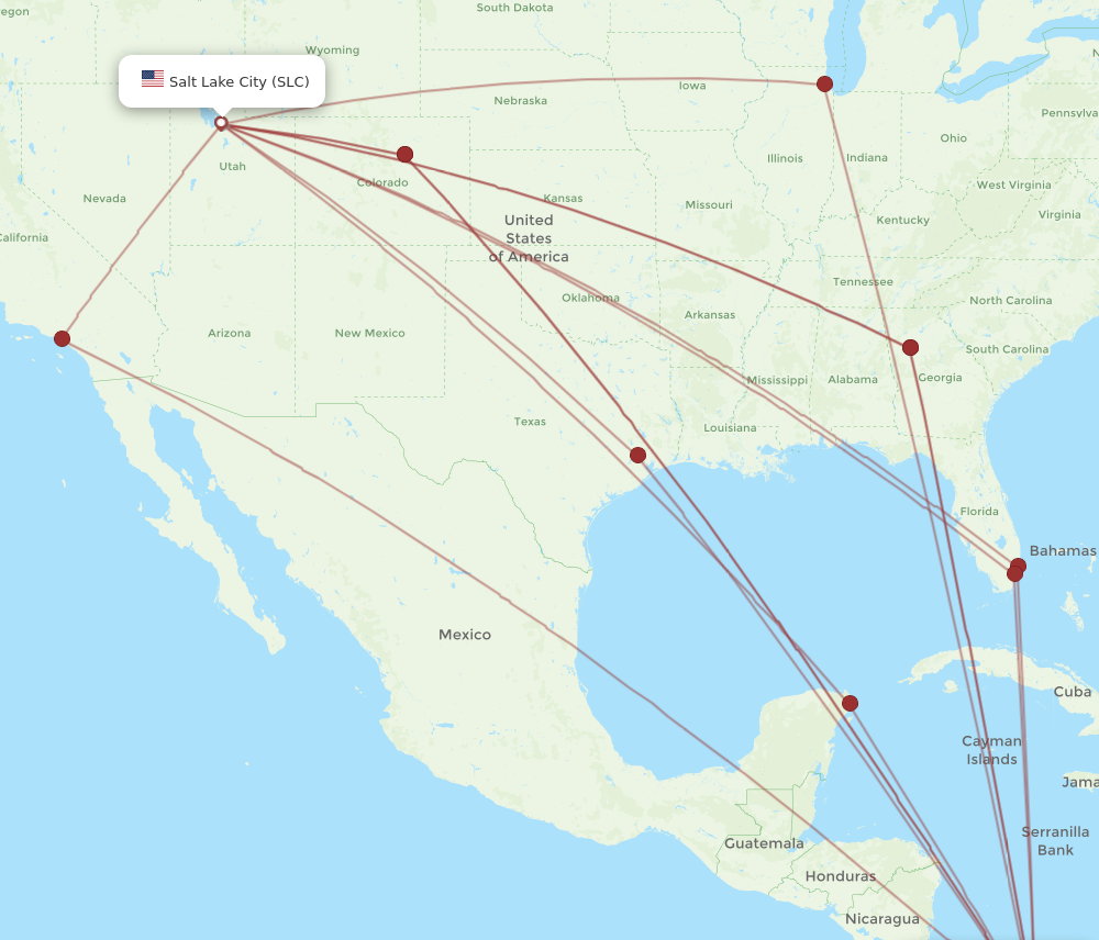 All flight routes from Panama City to Salt Lake City, PTY to SLC ...