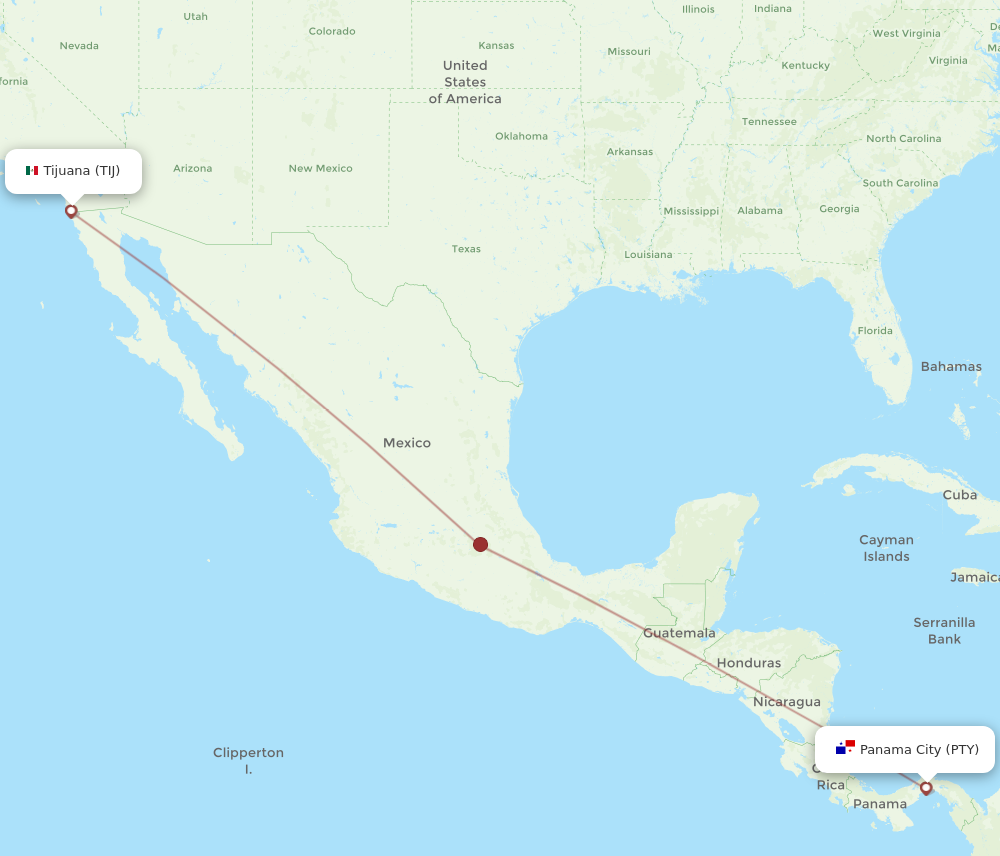 Flights from Panama City to Tijuana PTY to TIJ Flight Routes