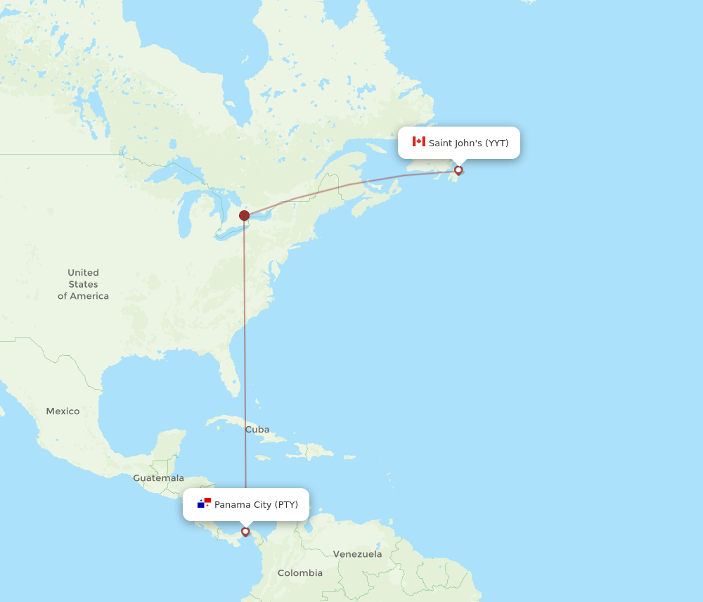 Flights from Panama City to St. John s PTY to YYT Flight Routes