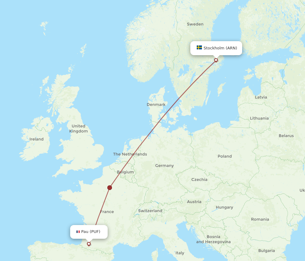 Flights from Pau to Stockholm PUF to ARN Flight Routes