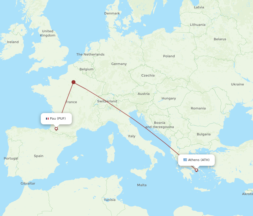 Flights from Pau to Athens PUF to ATH Flight Routes