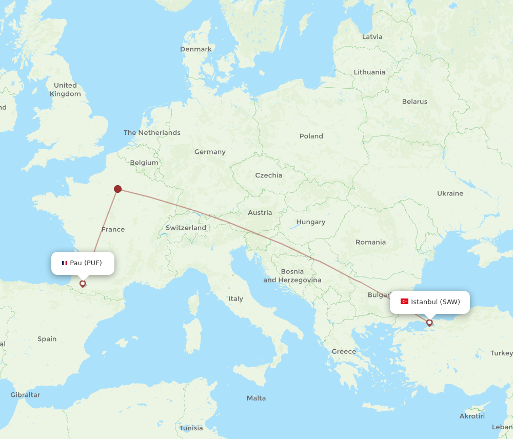 Flights from Pau to Istanbul PUF to SAW Flight Routes