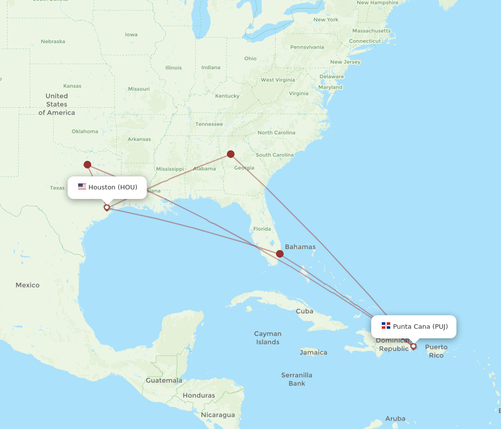 Flights from Punta Cana to Houston PUJ to HOU Flight Routes