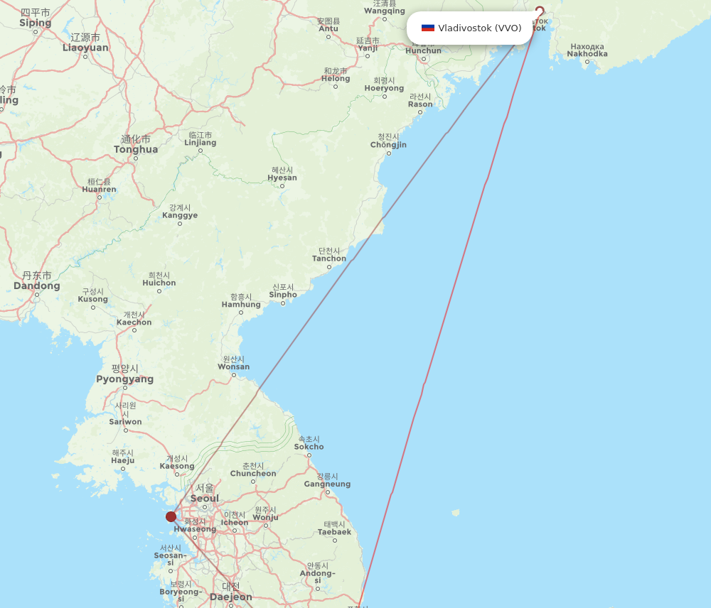 All flight routes from Busan to Vladivostok, PUS to VVO - Flight Routes