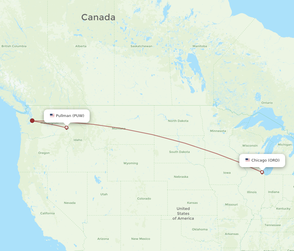 Flights from Pullman to Chicago PUW to ORD Flight Routes