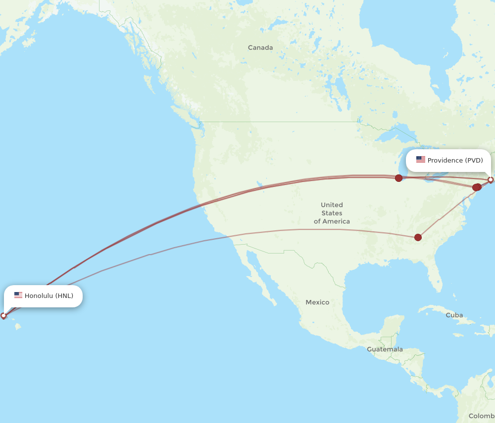 Flights from Providence to Honolulu, PVD to HNL Flight Routes