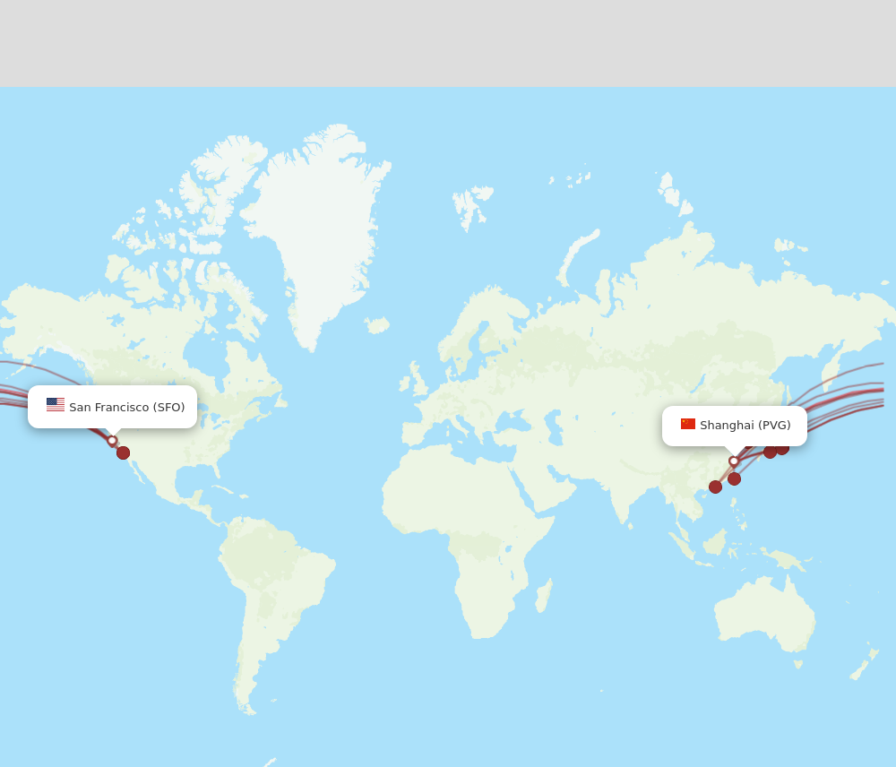 Flights from Shanghai to San Francisco PVG to SFO Flight Routes