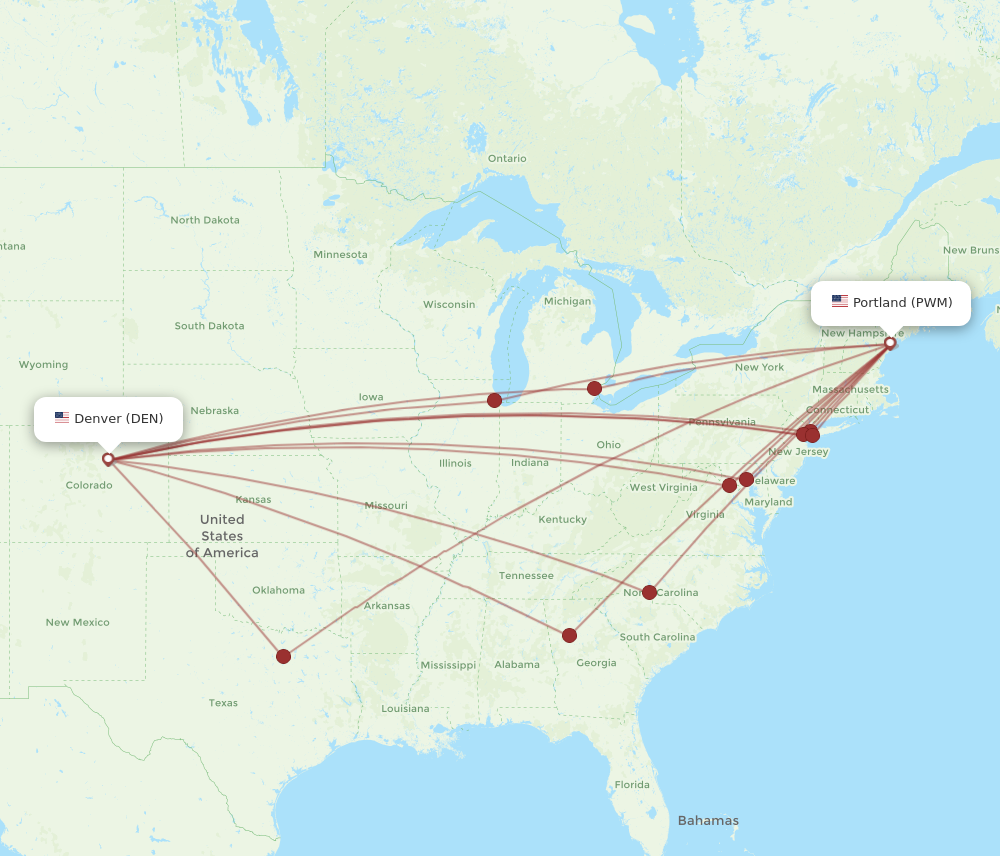 Flights from Portland to Denver PWM to DEN Flight Routes