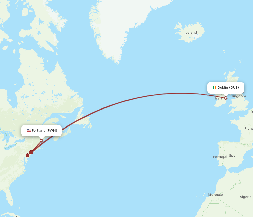 Flights from Portland to Dublin PWM to DUB Flight Routes