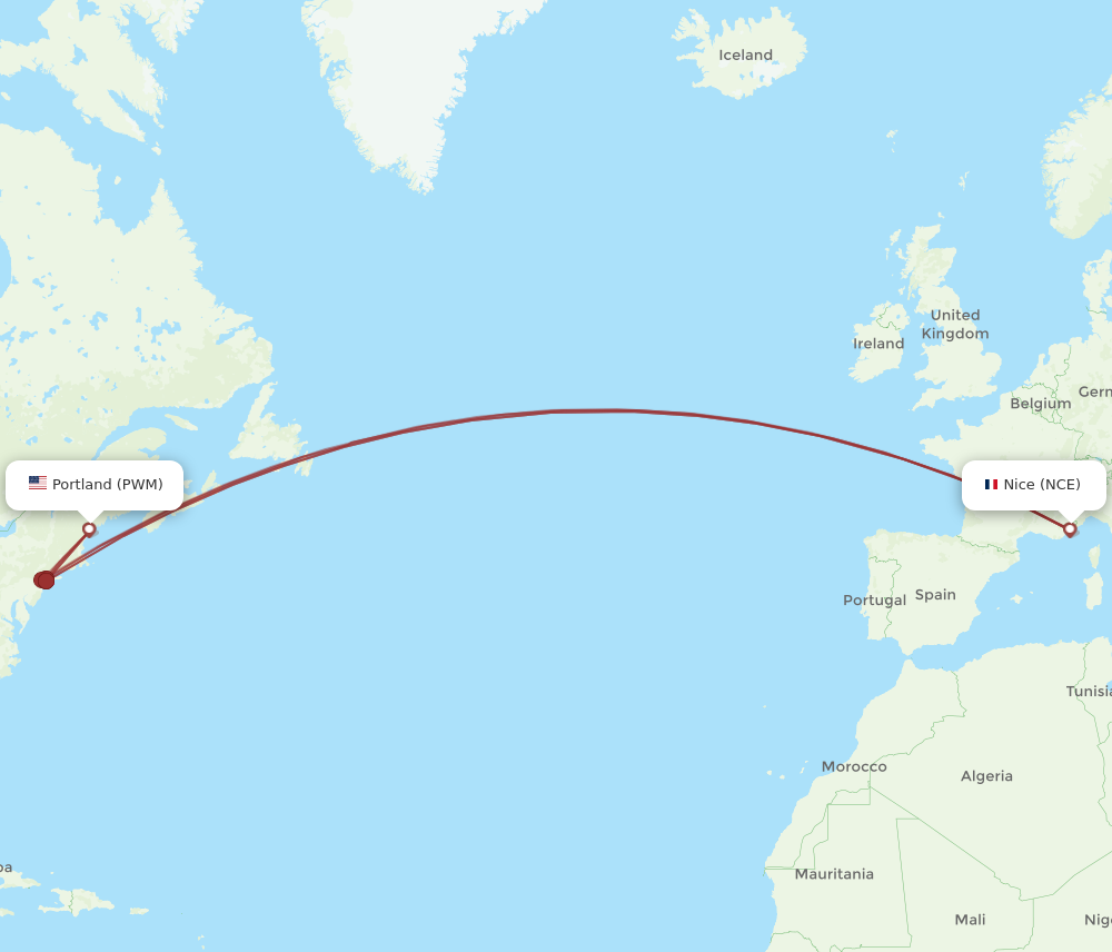 Flights from Portland to Nice PWM to NCE Flight Routes