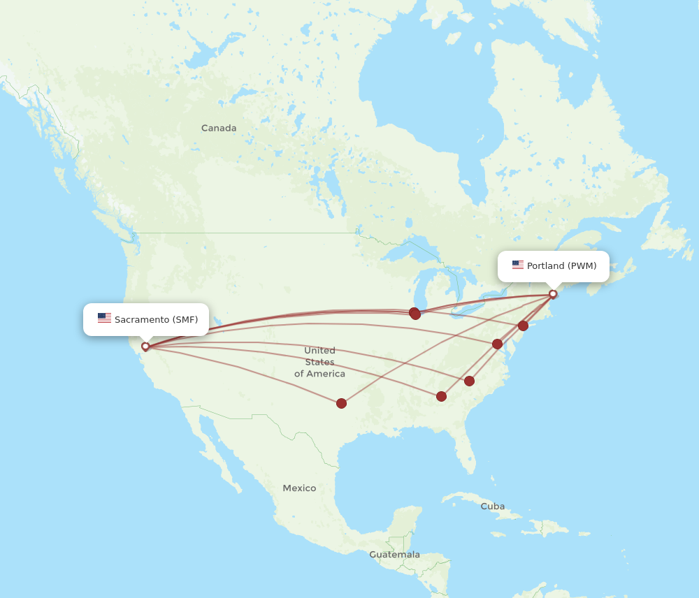 All Flight Routes From Portland To Sacramento, Pwm To Smf - Flight Routes