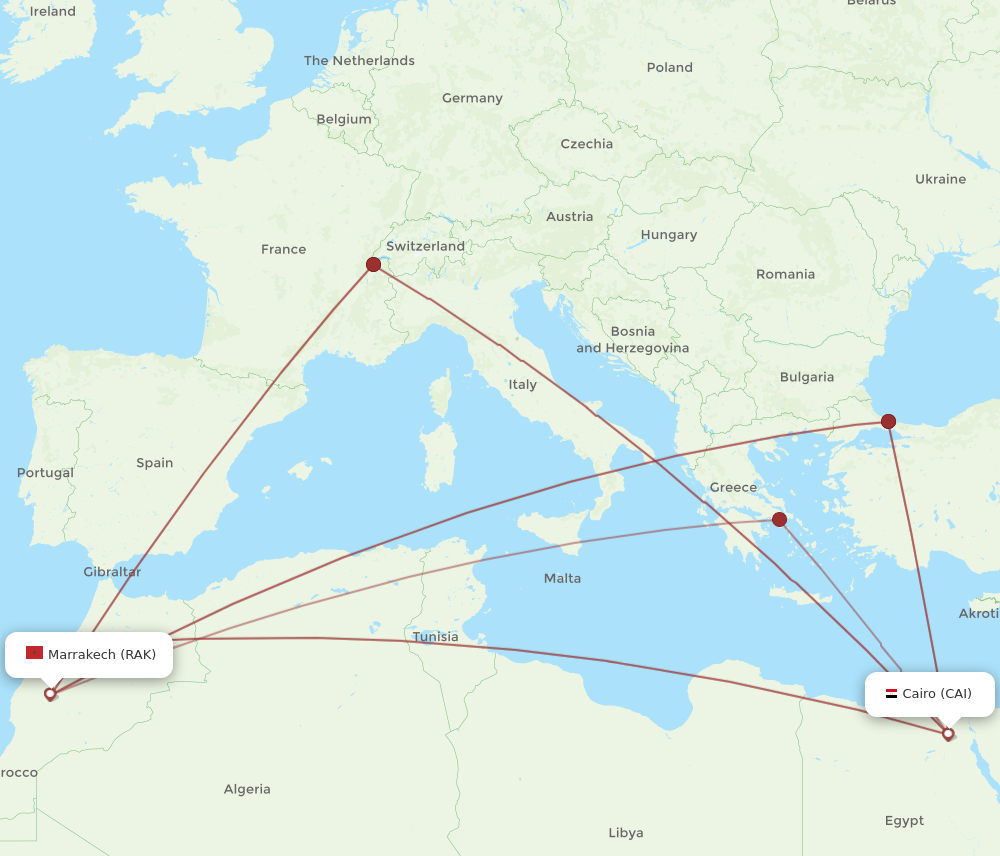 Flights from Marrakech to Cairo RAK to CAI Flight Routes