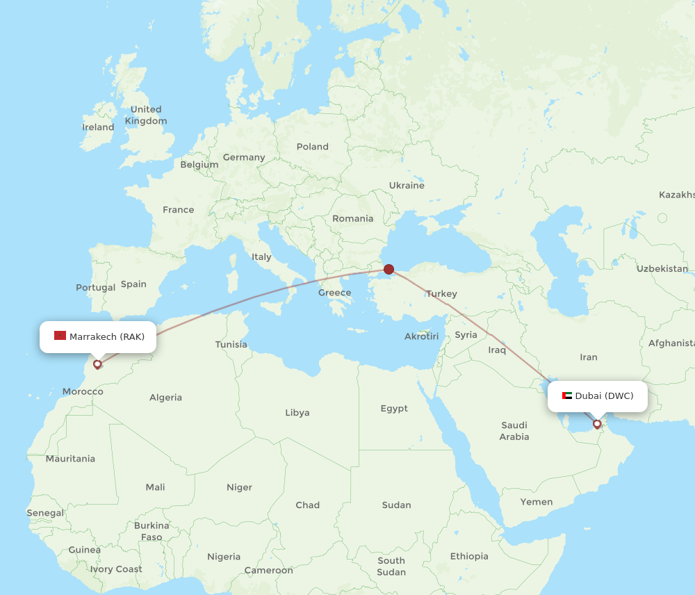 Flights from Dubai to Marrakech DWC to RAK Flight Routes