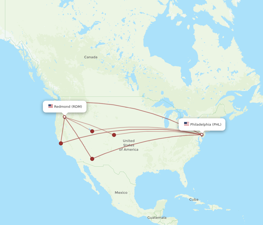 Flights from Redmond to Philadelphia, RDM to PHL - Flight Routes