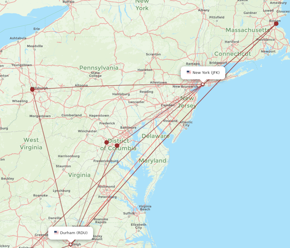 Flights from Raleigh Durham to New York RDU to JFK Flight Routes