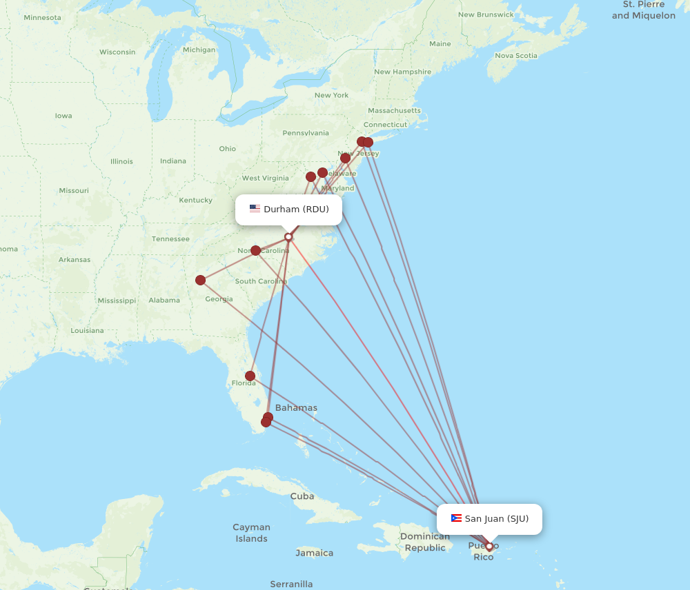 Flights from Raleigh Durham to San Juan RDU to SJU Flight Routes