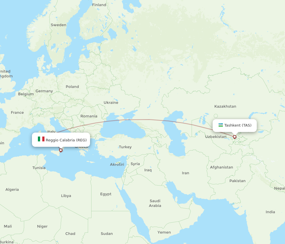 Flights From Tashkent To Reggio Calabria, TAS To REG - Flight Routes