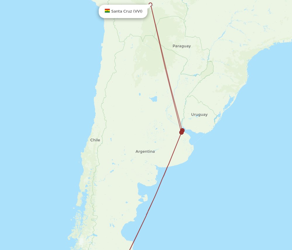 Flights from Rio Gallegos to Santa Cruz RGL to VVI Flight Routes