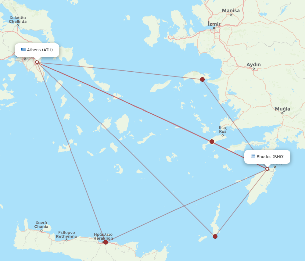 Flights from Rhodes to Athens RHO to ATH Flight Routes