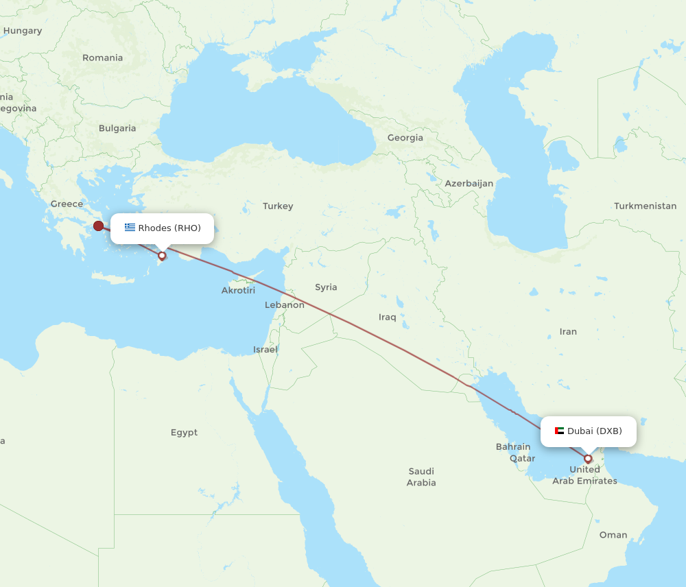 Flights from Rhodes to Dubai RHO to DXB Flight Routes