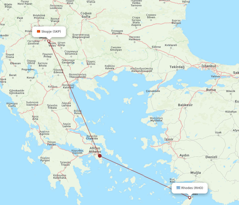 Flights from Rhodes to Skopje RHO to SKP Flight Routes