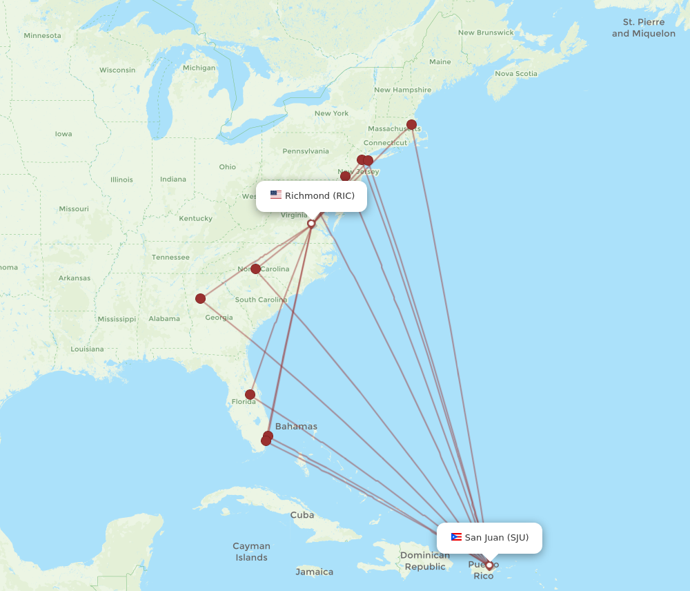 Flights from Richmond to San Juan, RIC to SJU - Flight Routes