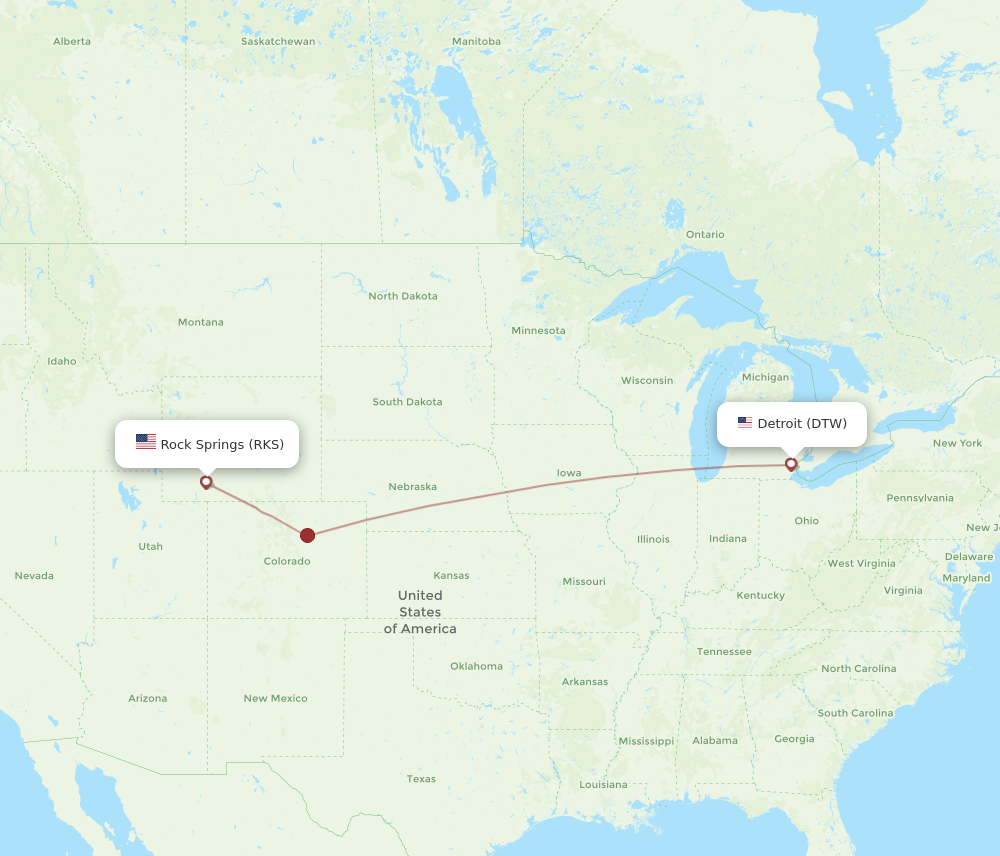 Flights from Rock Springs to Detroit RKS to DTW Flight Routes