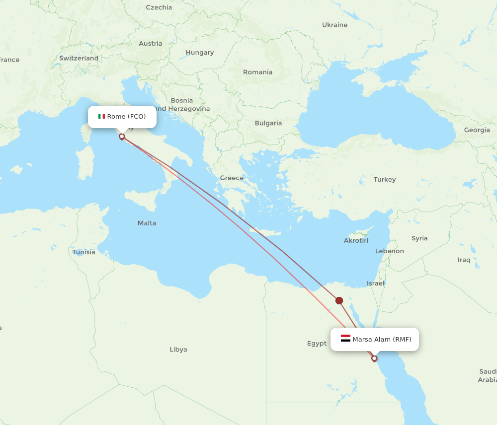 Flights from Marsa Alam to Rome RMF to FCO Flight Routes