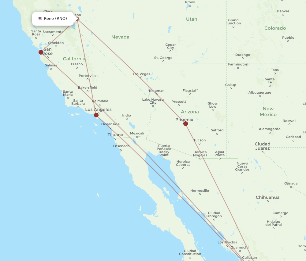 Flights from Reno to Mazatlan RNO to MZT Flight Routes