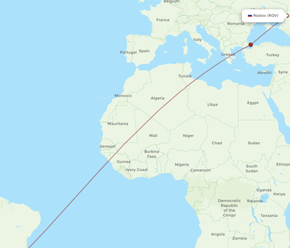 All flight routes from Rostov to Sao Paulo, ROV to GRU - Flight Routes