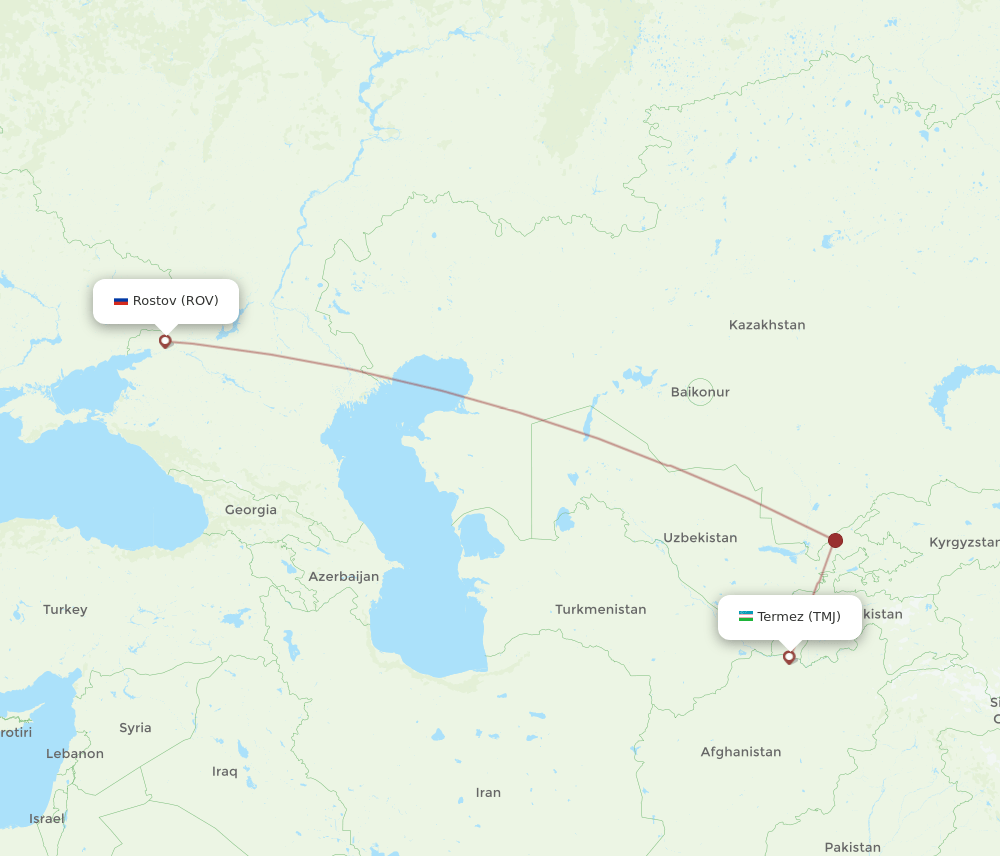 All Flight Routes From Rostov To Termez, Rov To Tmj - Flight Routes