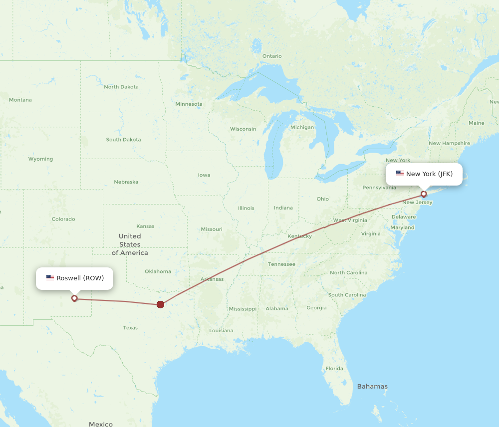 Flights from Roswell to New York ROW to JFK Flight Routes