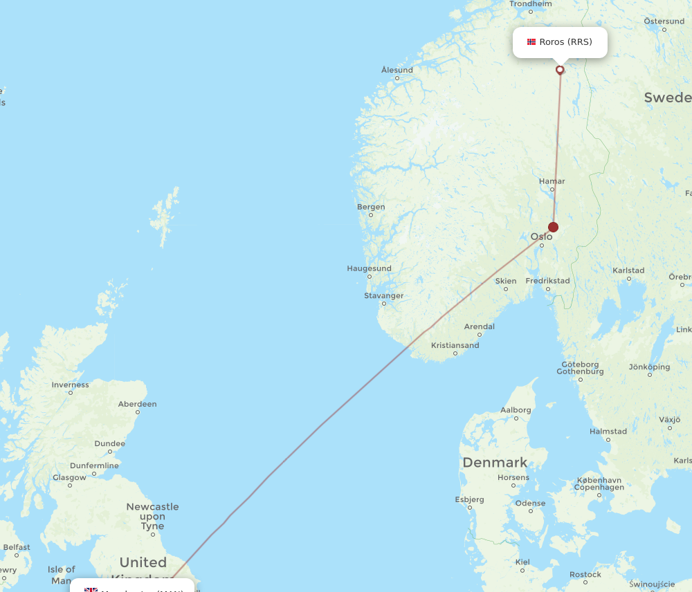 Flights From Roros To Manchester, RRS To MAN - Flight Routes