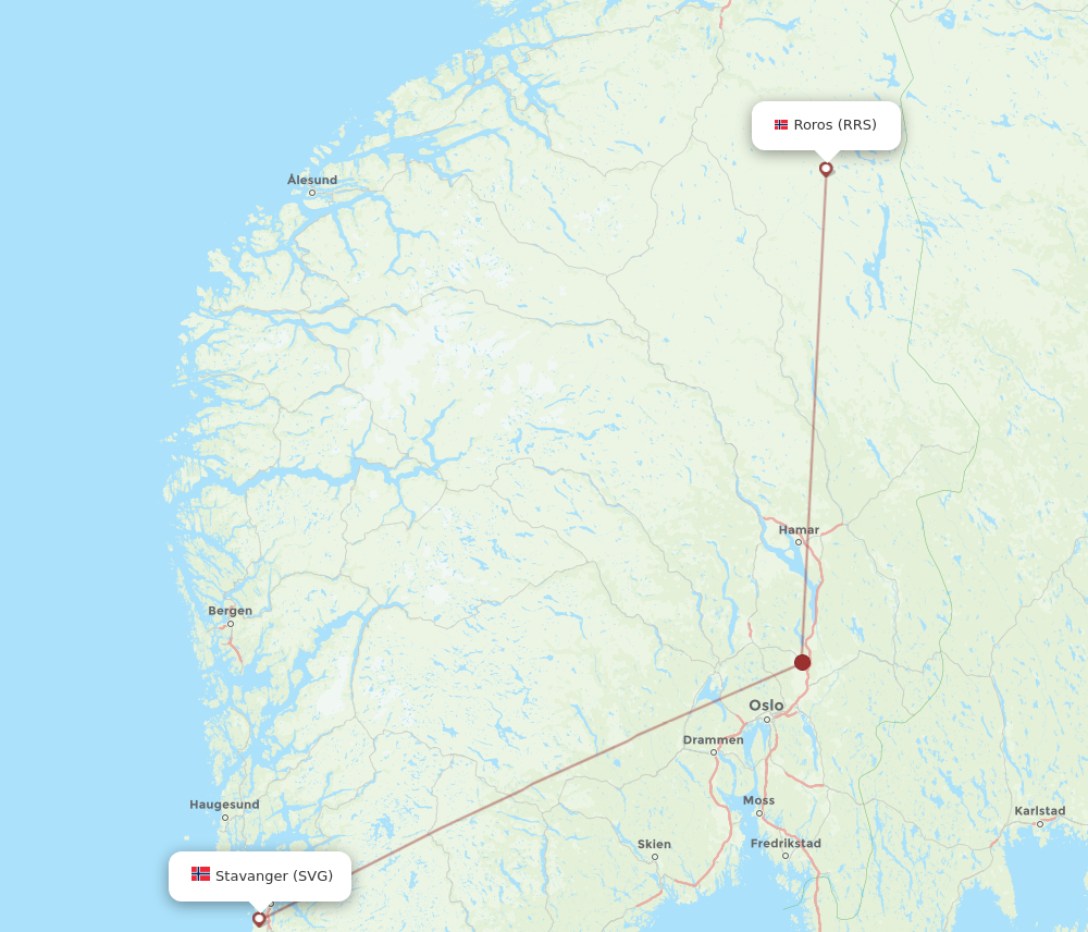 Flights from Roros to Stavanger, RRS to SVG - Flight Routes