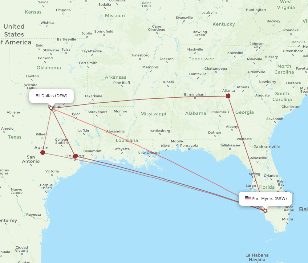 Flights From Fort Myers To Dallas, RSW To DFW - Flight Routes