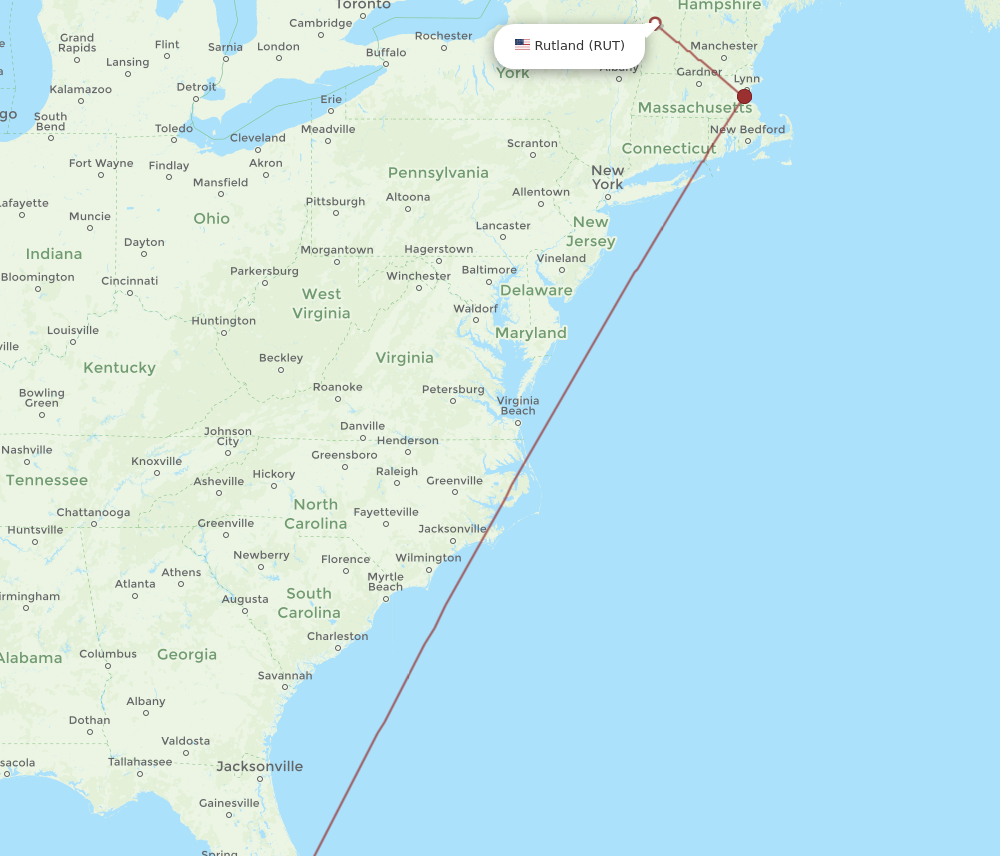 All Flight Routes From Fort Myers To Rutland, RSW To RUT - Flight Routes