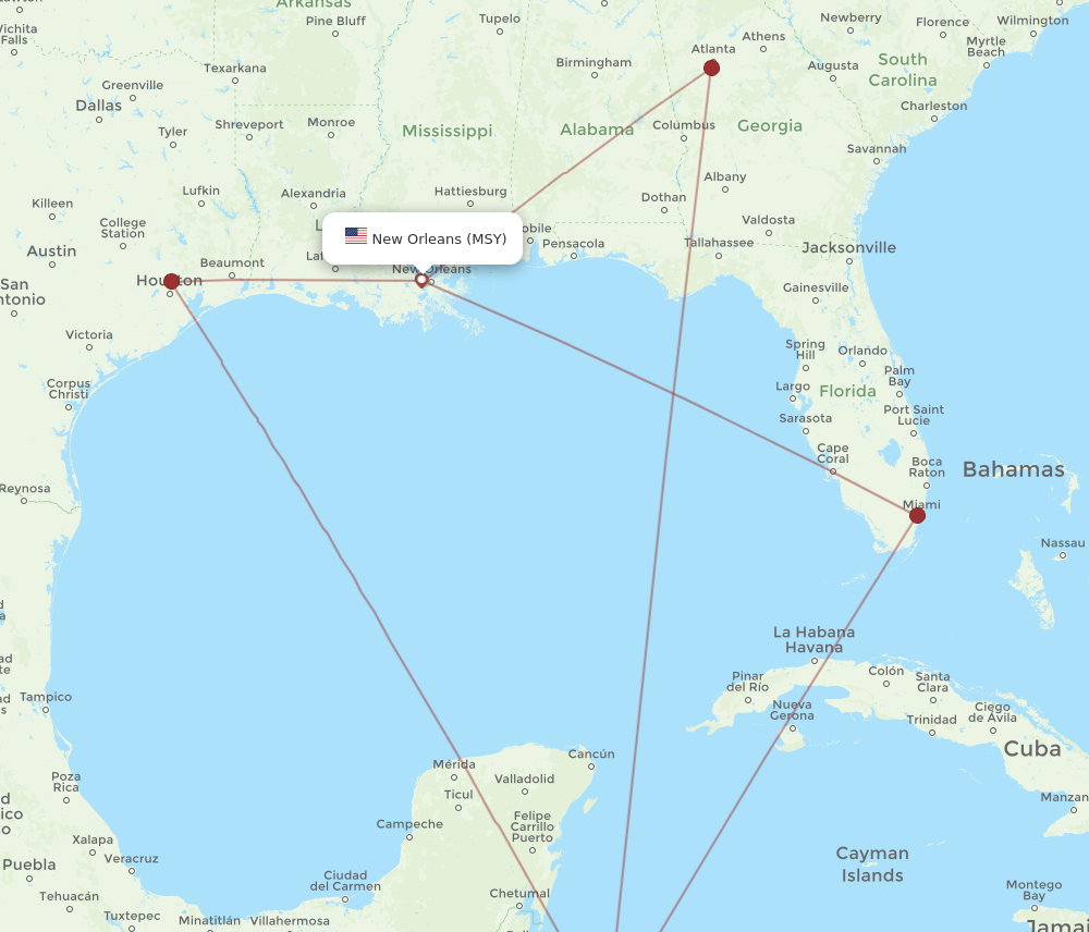 Flights from Roatan to New Orleans RTB to MSY Flight Routes