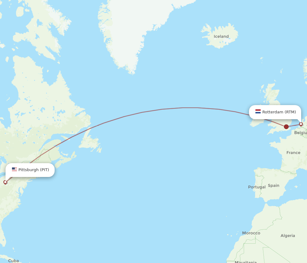 Flights from Rotterdam to Pittsburgh RTM to PIT Flight Routes