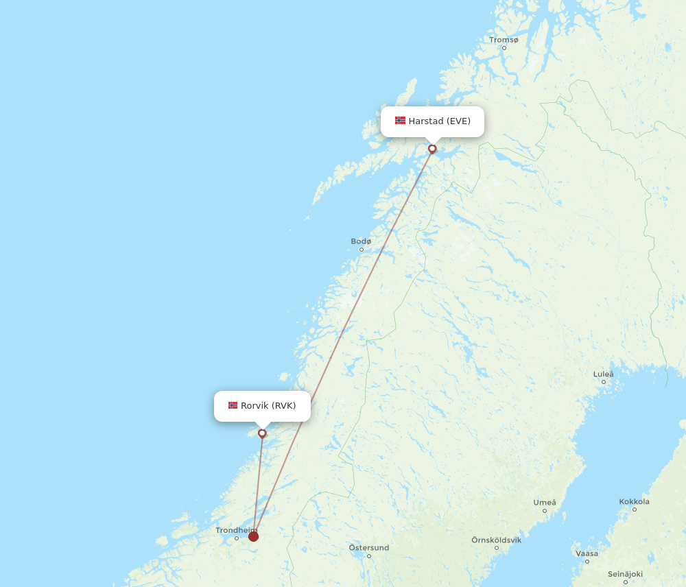 Flights from Roervik to Harstad-Narvik, RVK to EVE - Flight Routes