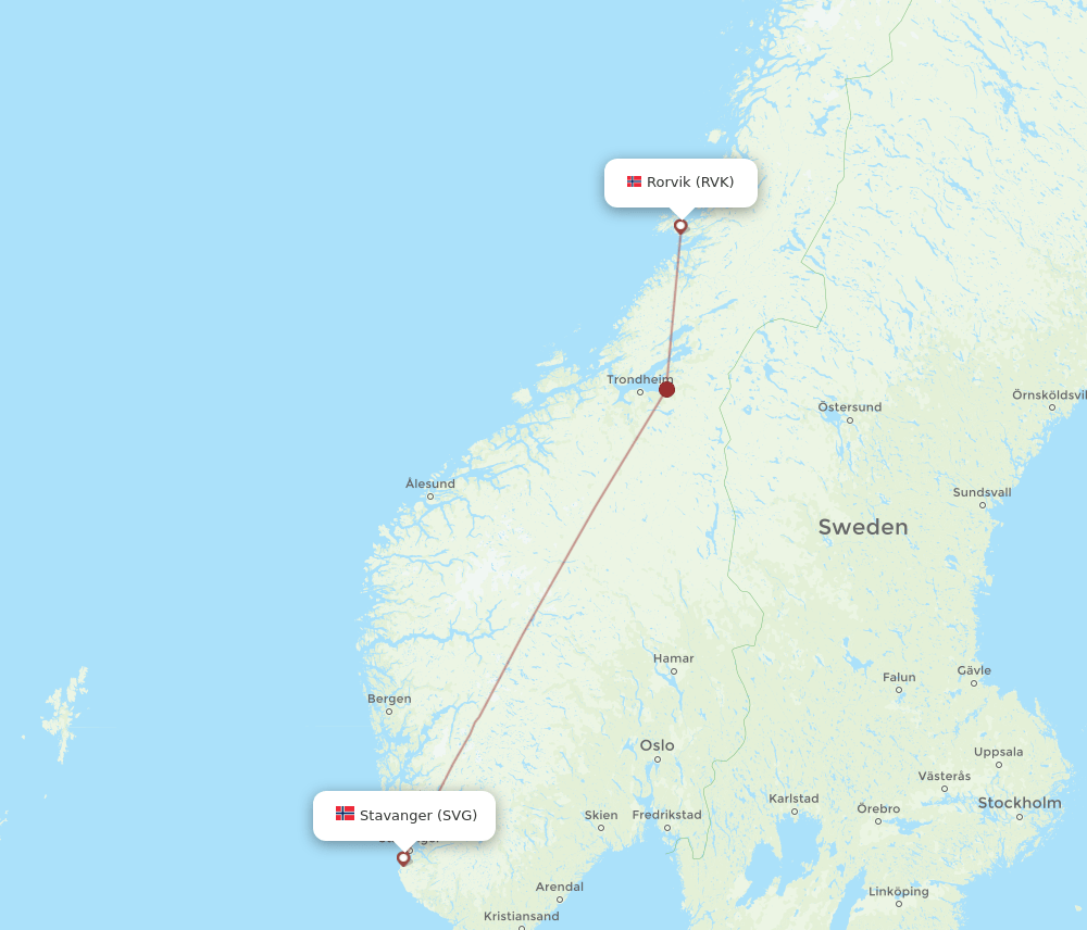 Flights from Roervik to Stavanger, RVK to SVG - Flight Routes