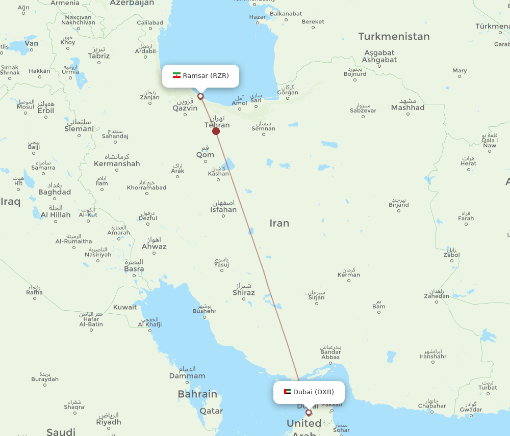 Flights from Dubai to Ramsar DXB to RZR Flight Routes